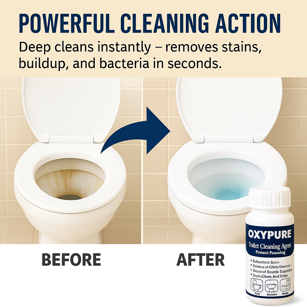 OxyPure Powerful Foaming Toilet Cleaner: Deep Clean, Germ Kill, No Scrubbing