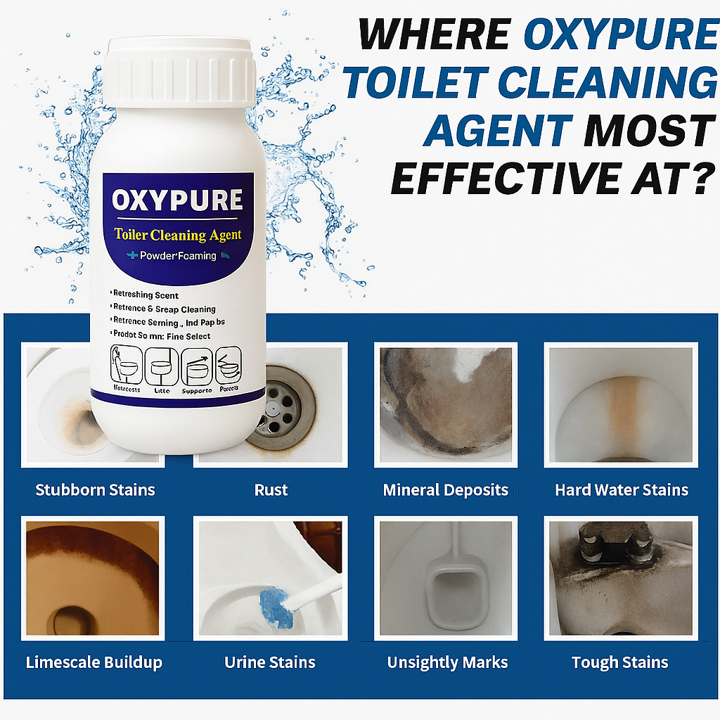 OxyPure Powerful Foaming Toilet Cleaner: Deep Clean, Germ Kill, No Scrubbing